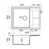 ����� Omoikiri Sumi 65A-GR (650�500�220 ��), �������������, ���� �����   4997094