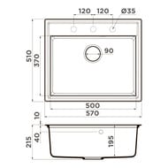 ����� Omoikiri DAISEN 57 GR (570�510�195) �������, ���������, ���� leningrad grey 4997311