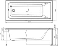 Ванна акриловая Aquanet BRIGHT 165х70 прямоугольная, без гидромассажа 229217