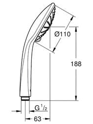 ������ ��� Grohe Euphoria 110 Massage 27239001 3 ������, ����� ������� �����������, ������ 9,5 �/���