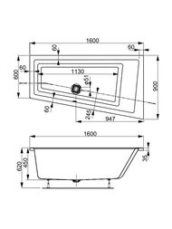 Ванна акриловая VAGNERPLAST CAVALLO OFFSET 160 L (1600х900х450) угловая, левая VPBA169CAV3LX-04