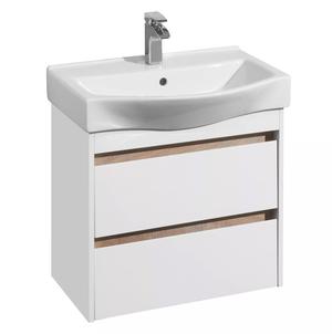 Тумба под умывальник AQUATON Нортон 65 1A248801NT010 616x357x554 подвесная, 2 ящика, белый глянец/дуб эндгрейн