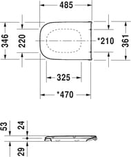 Сиденье для унитаза DURAVIT D-CODE удлиненное, петли нерж. сталь 0060310000