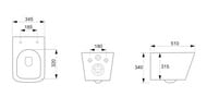 Унитаз подвесной Ceramicanova Metric 510х345х340 безободковый, сиденье микролифт, крепеж CN3007