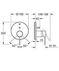 Смеситель для ванны Grohe Essence внешняя часть,однозахватный,без излива,2 потребителя,хром 24058001