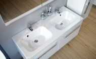 Умывальник RAVAK CHROME 1200 (1200х490х165) двойной, белый, с отверстиями под смеситель и переливом