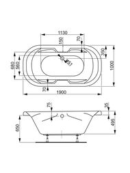 Ванна акриловая VAGNERPLAST GAIA 190 (1900х1000х460) овальная, белая VPBA191GAI7X-04