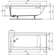 Ванна акриловая Ideal Standard CONNECT AIR 1700х750х465 прямоугольная, без ножек, белая E106401