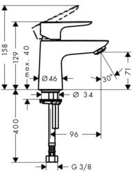 Чертёж Кран для холодной воды Hansgrohe Talis E 71706000 для умывальника