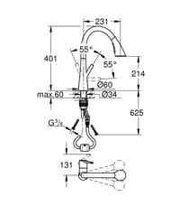 Смеситель Grohe Zedra 32294002 для кухни, выдвижной поворотный излив, хром