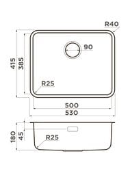 ����� Omoikiri OMI 53-U/I-LG Ultra (530�415�180) ������������� ������, ������� ������ 4997409
