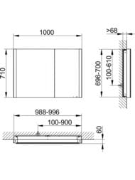 �������-���� Keuco Somaris 1000�710�115 ������������,2 ������,��������� 14513002200