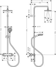 Душевая система Hansgrohe Vernis Shape 26286670 смеситель термостат, верхний/ручной душ, черн. мат
