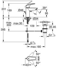 Смеситель Grohe EuroSmart 33265003 для умывальника, однозахватнаый, S-Size, донный клап., цвет: хром