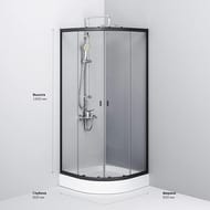 Душевой уголок AM.PM X-Joy Twin Slide (80х80х185) профиль мат. черный/прозрачное W88G-205-080BT64