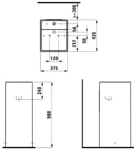Раковина Laufen KARTELL 811331 (375х435х900) с отверстием под смес., скрытый слив, узор черные линии