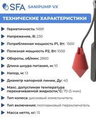 Погружной фекальный насос-измельчитель SFA SANIPUMP VX 382х265х265