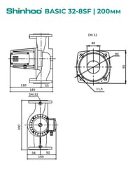 ����� �������������� SHINHOO BASIC 32-8SF 1x230�, DN 32, ���������, 71221001