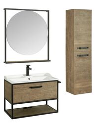 %Зеркало AQUATON Лофт Фабрик 80 1A242602LTDY0 800х142х900 мм, с полочкой, цвет: дуб кантри