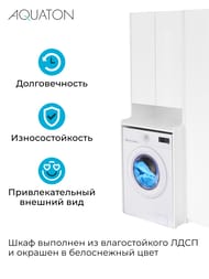 Шкаф AQUATON Лондри 1A260503LH010 652x530x1950 установка над стиральной машиной, белый глянец