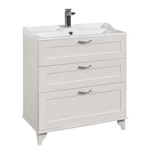 Тумба под раковину AQUATON Леон 80 Н 1A187801LBPS0 800х734х447 напольная, 3 ящика, дуб белый