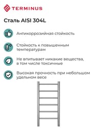 Полотенцесушитель TERMINUS Аврора П6 (ШВ 300х650) электро quick touch, нерж.сталь 4670078541826 — изображение 5