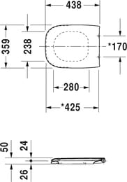 Унитаз подвесной DURAVIT D-CODE 355х545х400 безободковый, сиденье с микролифтом, белый 45350900A1