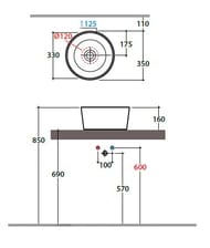 Раковина Globo Forty3 (d350х160) накладная, без отверстия под смеситель, белая FO035BI