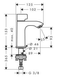 Кран для холодной воды Hansgrohe Metris 31166000 на раковину без донного клапана, хром