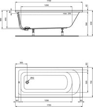 Ванна акриловая Ideal Standard HOTLINE 1700х750х465 встраиваемая K274601