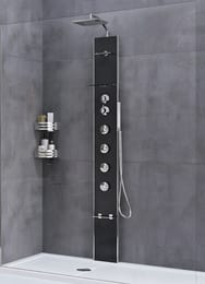 Душевая панель Novellini Cascata 1 223х2108 мм, г/м, смеситель, верх. и ручной душ, черный CASC1VM-H