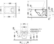 Унитаз подвесной DURAVIT DuraStyle 376х620х345 для сиденья-биде SensoWash 2537590000