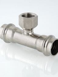 Пресс тройник VALTEC 22х1/2"Вх22, нерж. сталь, VTi.932.I.220422