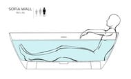 Ванна отдельностоящая Salini Sofia Wall S-sense 102513G 1800х850х610 иск. камень, белый глянец