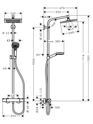 ������� ������� Hansgrohe Crometta E 240 Showerpipe � ����������� �/����, ������� � ���.��� 27271000