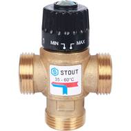 Термостатический смес. клапан STOUT для систем отопления и ГВС 1" НР 35-60°С KV 2,5 м3/ч