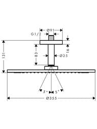 Верхний душ Axor ShowerSolutions 26035000 (350х350) 1jet, потолочный, 1 тип струи (микродуш), хром — изображение 6