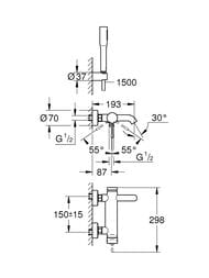 Смеситель Grohe Essence 33628001 для ванны, однорычажный с душевым гарнитуром — изображение 4