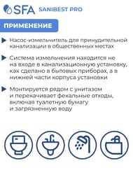 Насос SFA SANIBEST PRO 507х154х268 для унитаза, душа, умывальника, биде (для обществ. пользования)
