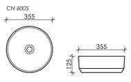 Раковина накладная Ceramicanova Element 355х355х125 круглая, без перелива, цвет: белый CN6005