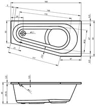 ����� ��������� RIHO DELTA 160�80 L ��� ������������, ������������� ����� (��������� � ������ ����)