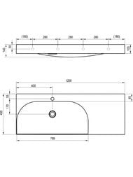 ���������� RAVAK LITE 1200/800 R  (1200�450�100) � ���. ��� ������., ��� ��������, ����� XJXP1212000