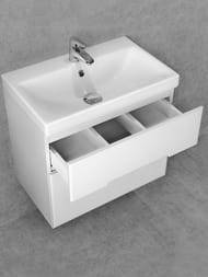 Тумба под раковину Jorno Moduo Slim 60 (600х375х530) подвесная, 2 ящика, белый Mod.01.60/P/W