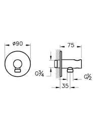 Душевой набор Vitra Origin со встроенным смесителем, верхним и ручным душем, хром A49266EXP