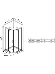 ������� ������ RAVAK BLIX SLIM BLSCP4-80 (800�800�1950) �������.�����, ��������, �����.+Transparent