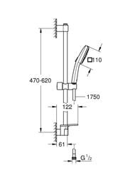 Душевой набор Grohe Tempesta Cube 110 (Штанга, шланг, лейка, полочка) 2 режима, хром 26907003 — изображение 4