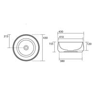 Раковина накладная Kerasan F10 430х430х160 без отверстия под смеситель, зеленый матовый 460411
