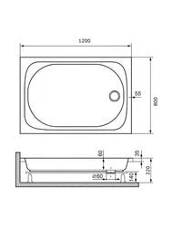 Душевой поддон RGW LUX/TN (800х1200х220) прямоугольный, акрил, с ножками, белый 16180282-21
