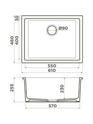 ����� Omoikiri OKINOSHIMA 61-U/I-OL 610�460�255��, ������������, ��������� 4997064