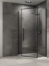 Душевой уголок ABBER Ewiges Wasser AG05080B (800х800х1950) пятиугольный, стекло 6мм прозр./черный